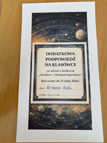 szkolny konkurs Śniadanie z Mikołajem Kopernikiem