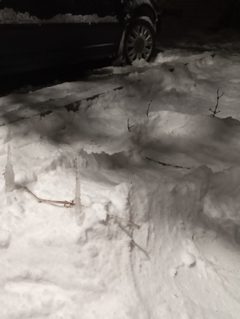 Narciarska skocznia zrobiona ze śniegu i patyczków