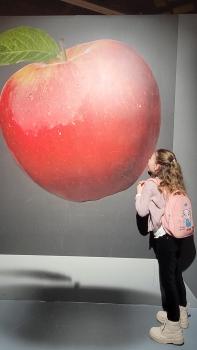 Dziewczynka z jabłkiem w tle