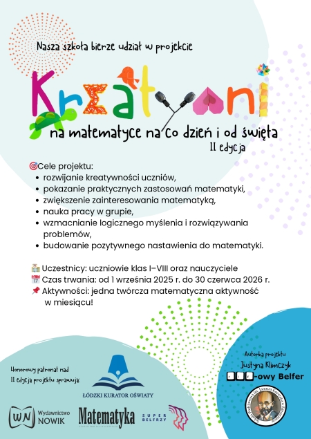 Podsumowanie projektu matematycznego realizowanego w klasach 4-8 ''Kreatywni na matematyce