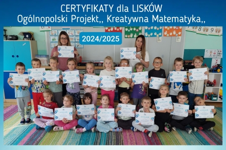 Certyfikaty kończące Ogólnopolski Projekt,, Kreatywna Matematyka ,, 