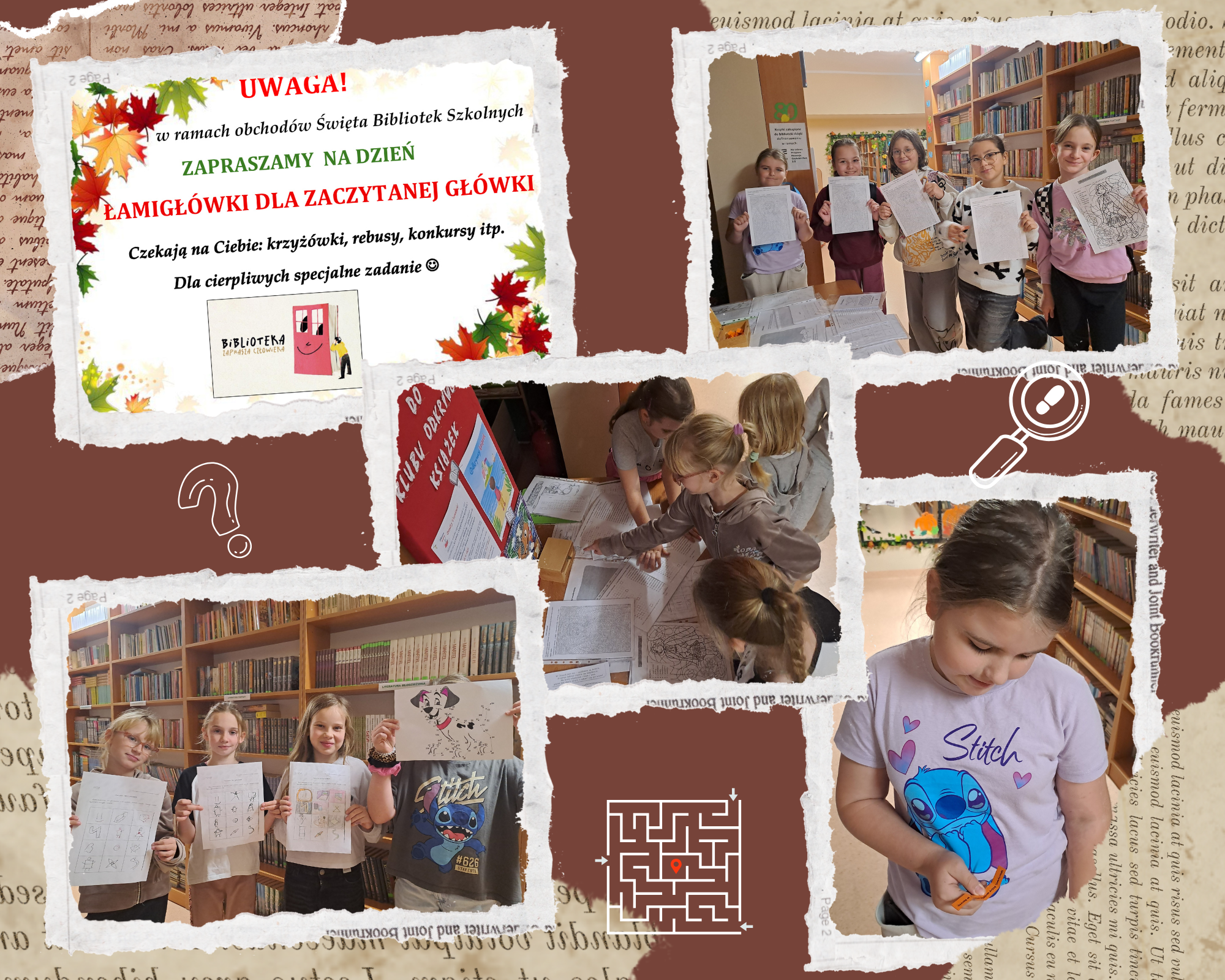 DZIEŃ ŁAMIGŁÓWKI DLA ZACZYTANEJ GŁÓWKI W  BIBLIOTECE