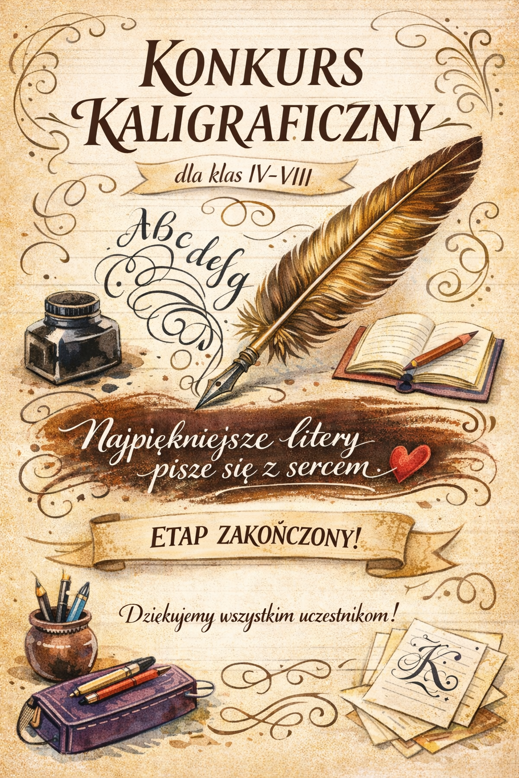 Prace I etapu Konkursu Kaligraficznego ''Piórem i Pazurem''